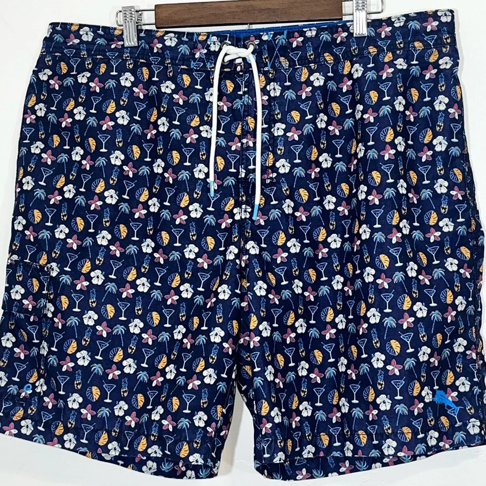 Tommy Bahama Swim Trunks Size XXL Martini Print 8”